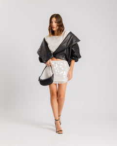 Bomber finta pelle con incrocio NERO - PU13936