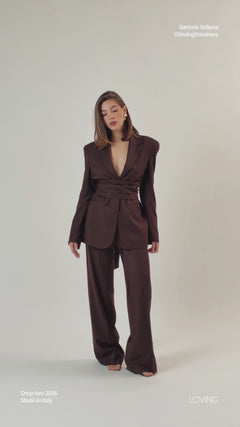 Blazer sartoriale gessato MORO - 0016