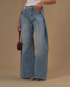 Jeans palazzo con riprese - 9082-38