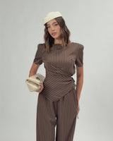 Coord-set gessato MARRONE - 9702
