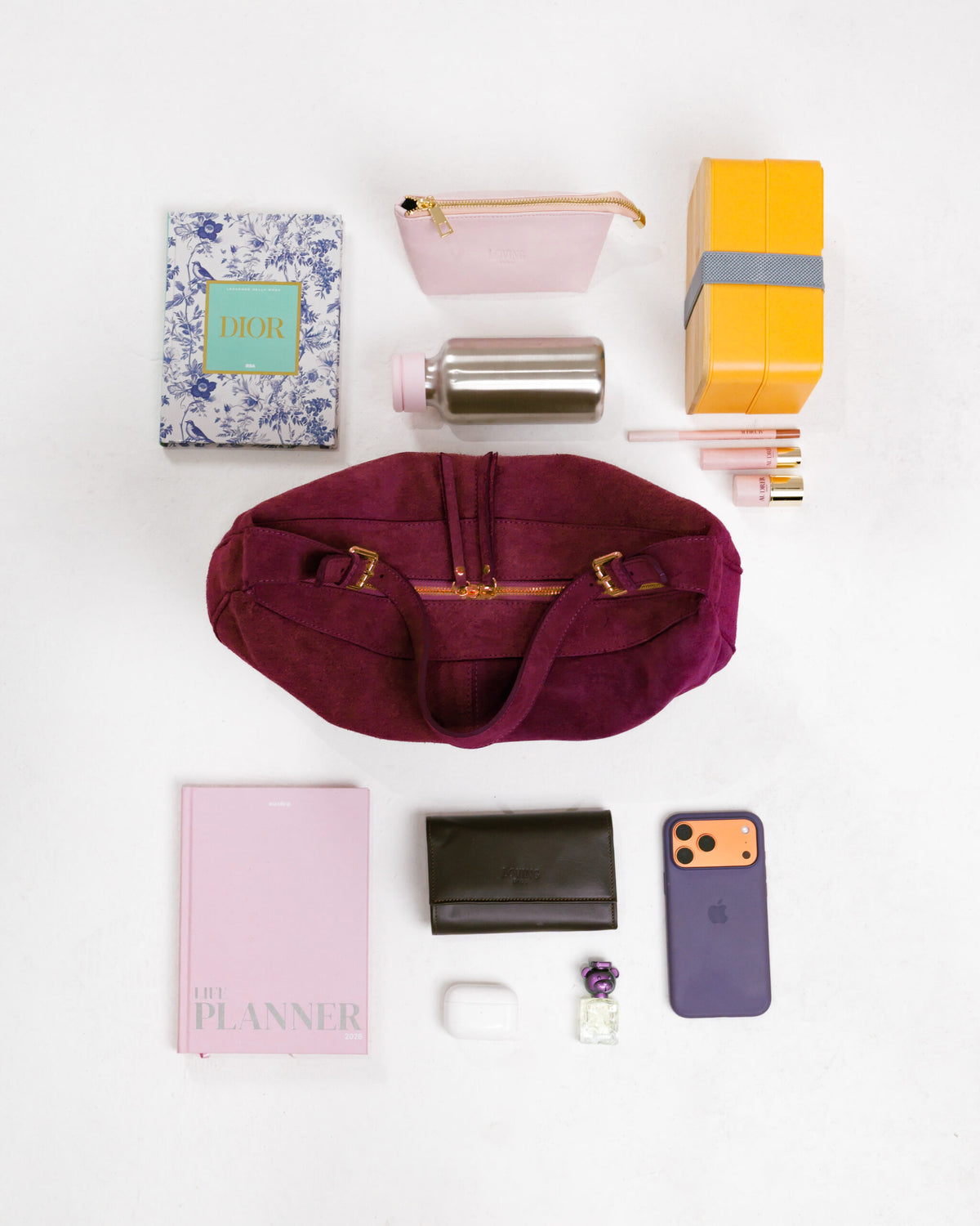 Borsa in suede RACHEL prugna - LOVING BAGS