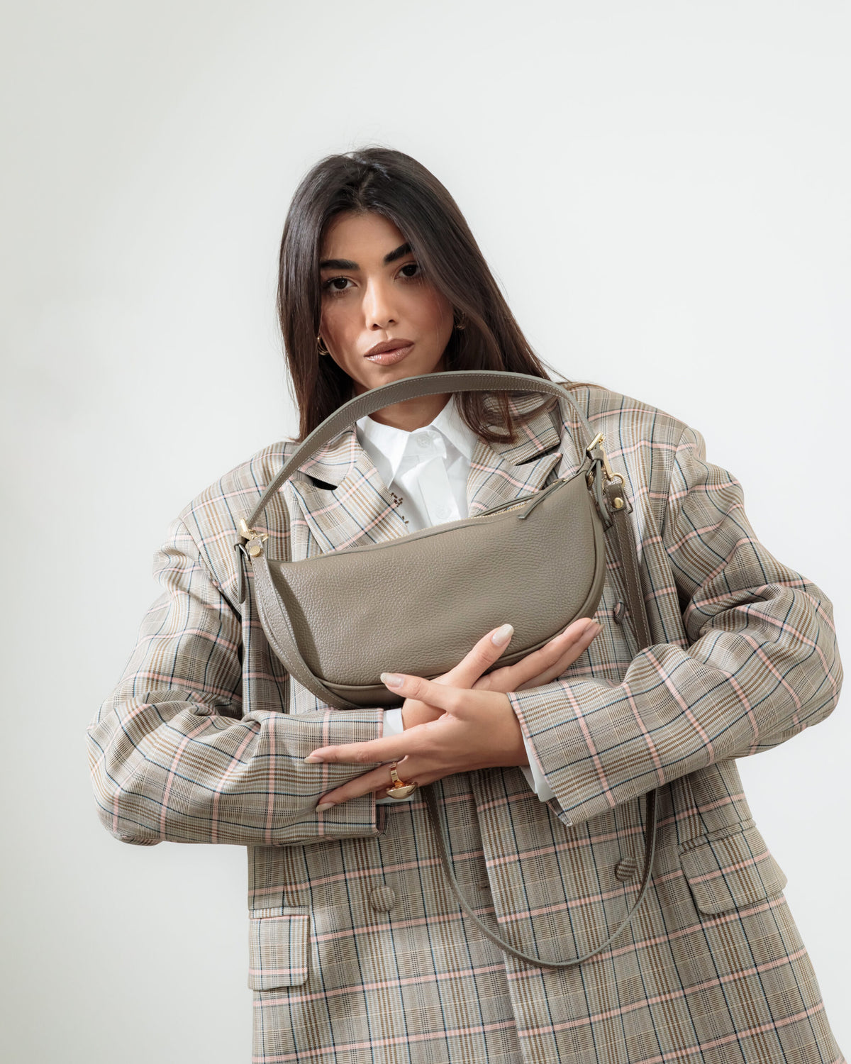 Borsa in pelle RACHEL MIGNON tortora - LOVING BAGS