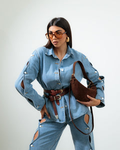 Borsa in suede RACHEL MIGNON marrone - LOVING BAGS