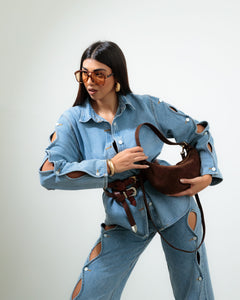 Borsa in suede RACHEL MIGNON marrone - LOVING BAGS