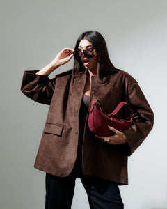 Borsa in suede RACHEL MIGNON bordeaux - LOVING BAGS