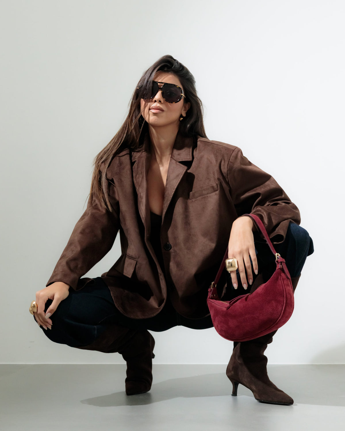 Borsa in suede RACHEL MIGNON bordeaux - LOVING BAGS