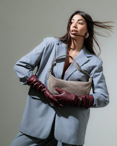 Borsa in suede RACHEL MIGNON tortora - LOVING BAGS