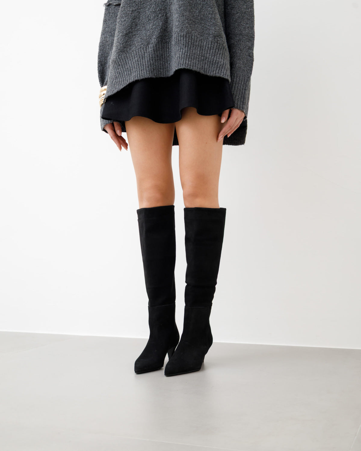 Stivali in suede NERO - LOVING 2662