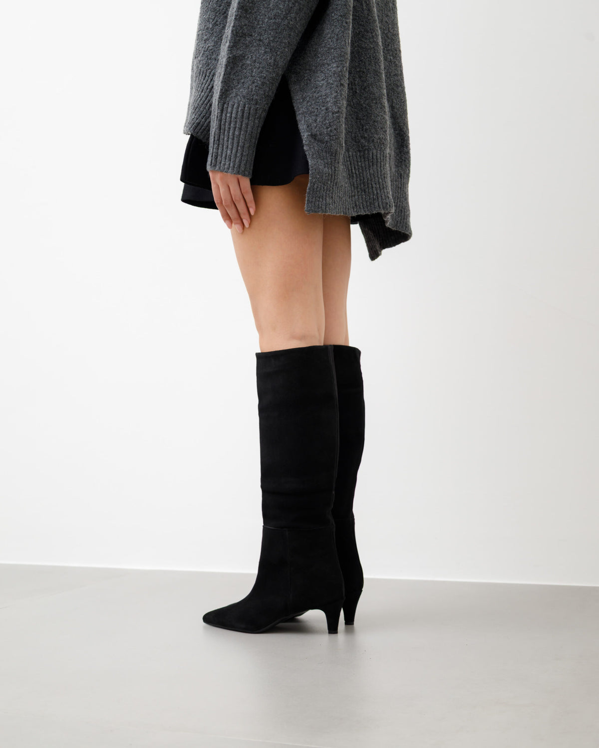 Stivali in suede NERO - LOVING 2662