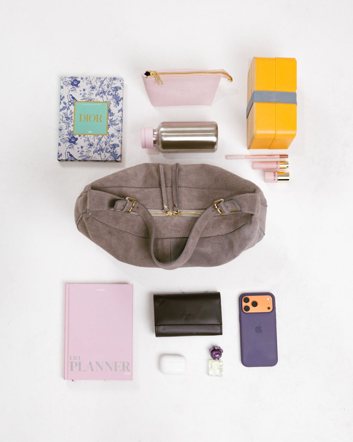 Borsa in suede RACHEL tortora - LOVING BAGS