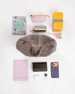 Borsa in suede RACHEL tortora - LOVING BAGS