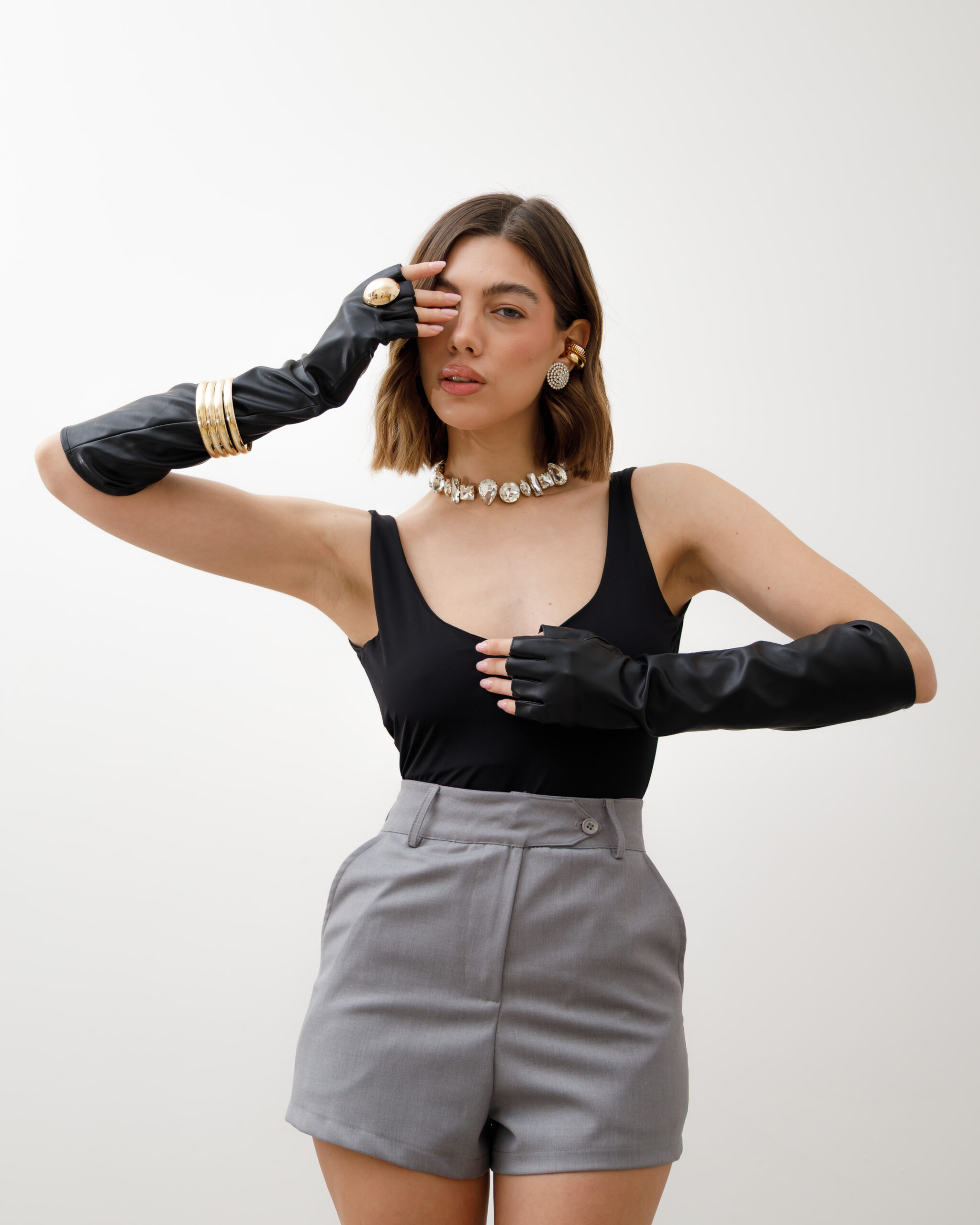 Guanti in finta pelle senza dita - 931477 - immagine 2
