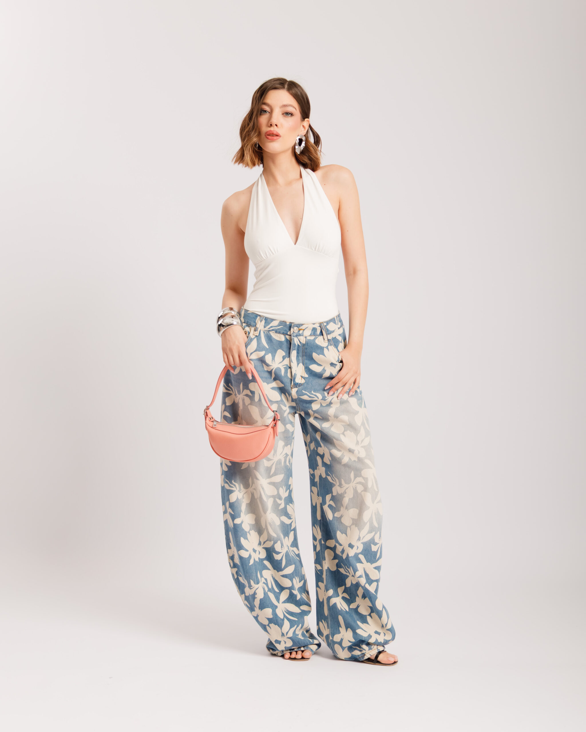 Jeans baggy flower - P13812