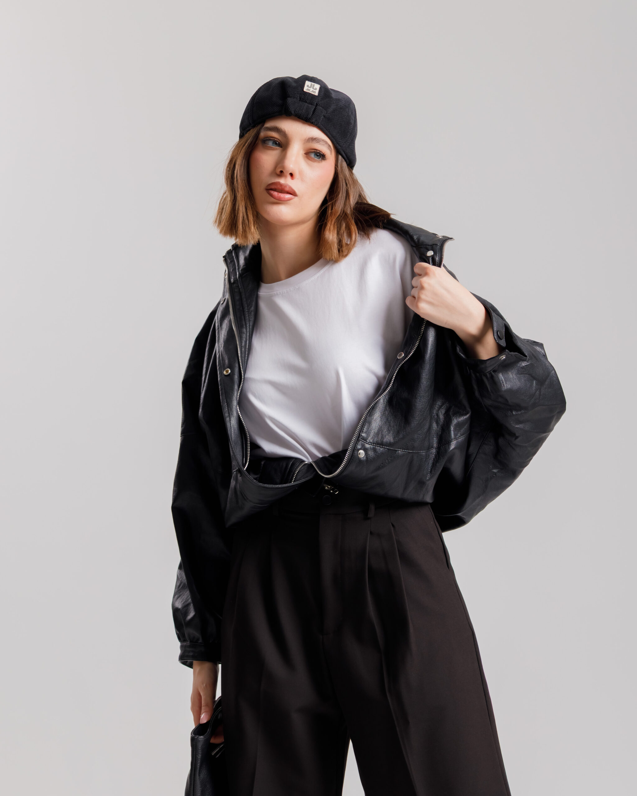 Bomber finta pelle NERO - DYLAN - immagine 2