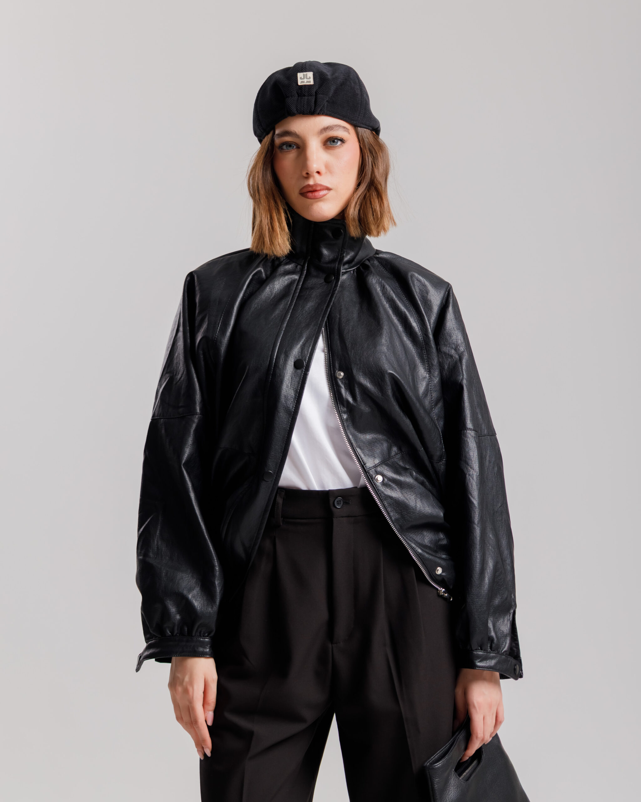 Bomber finta pelle NERO - DYLAN