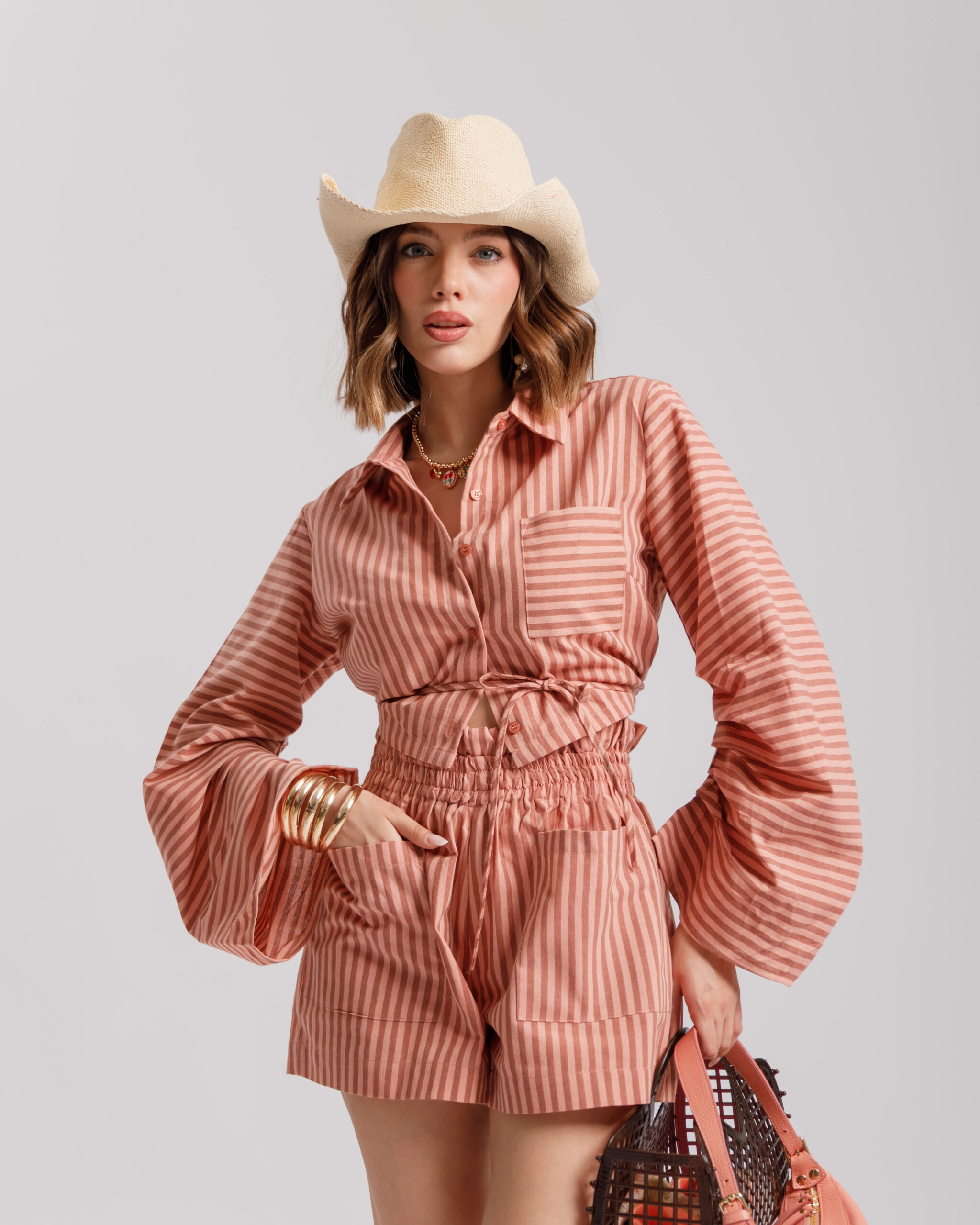 Coord-set in cotone a righe ROSA - SH7169-7170 slct