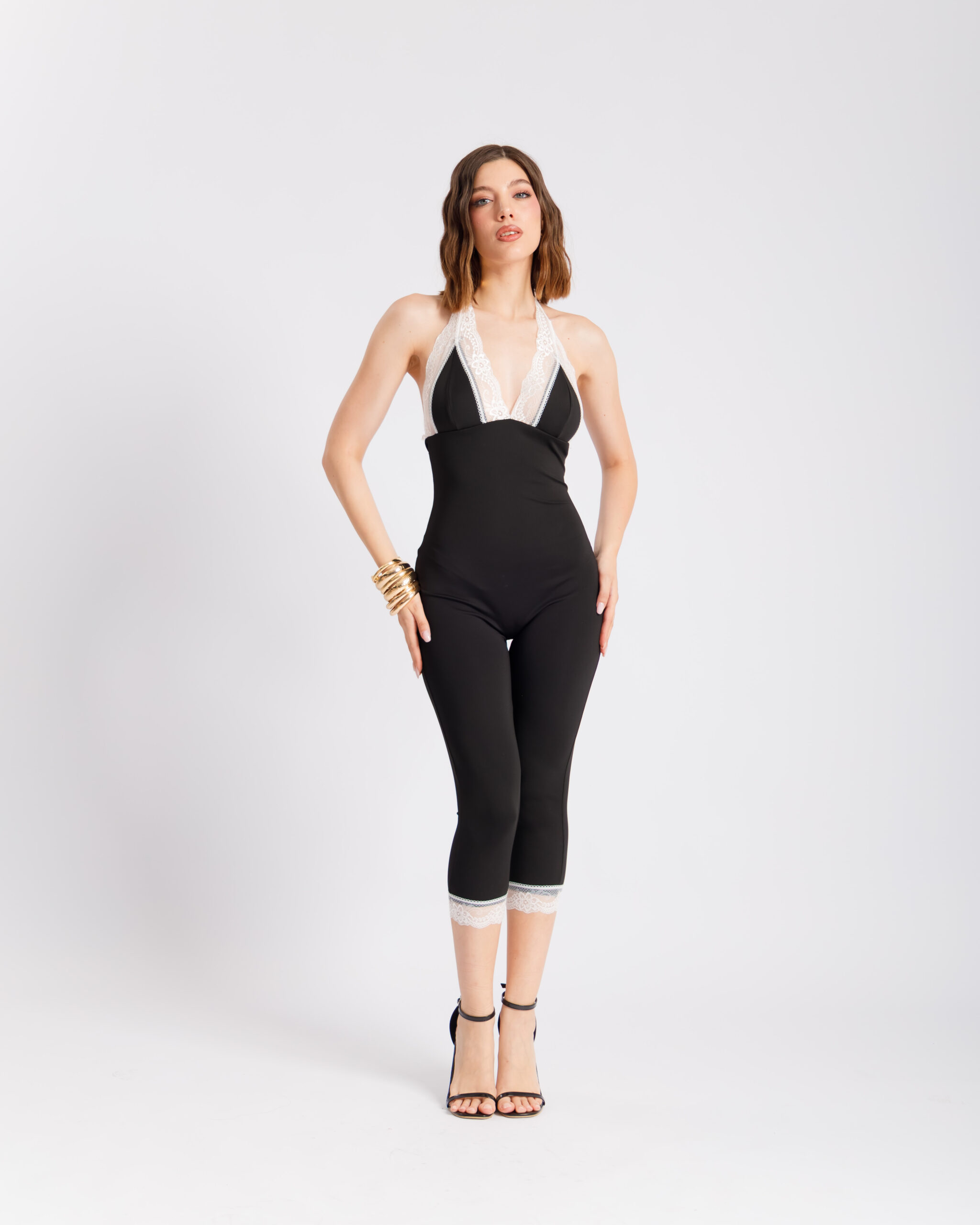 Jumpsuit aderente con pizzo - 3333